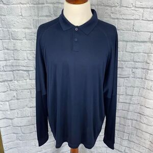 Adidas clima cool Longsleeve 2 button collar shirt navy blue men sz XXL